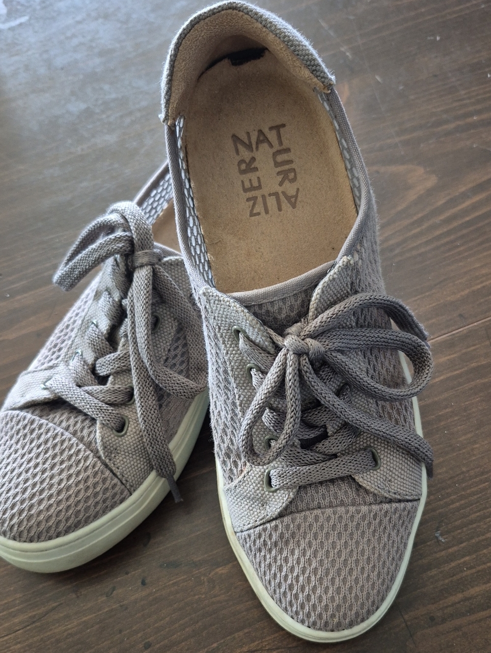Naturalizer Taupe Knit Lace-Up Sneakers